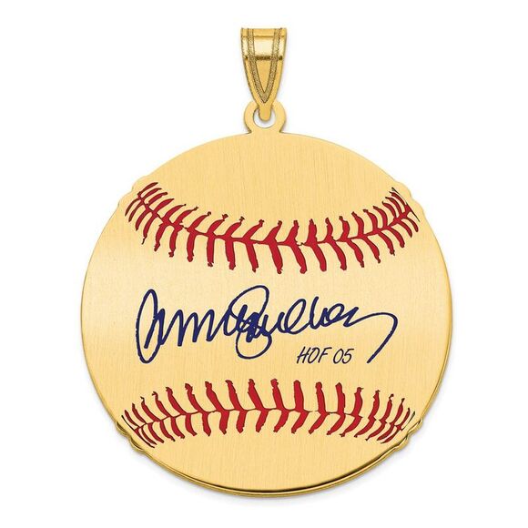 14K Gold Plated Ryne Sandberg Signature LG Enamel Baseball Pendant
